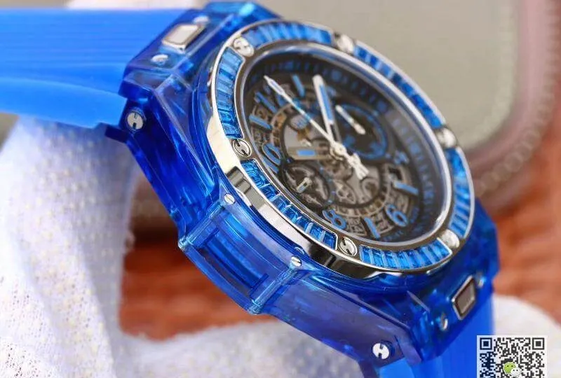 Hublot Big Bang Unico 411.JX.4802.RT Men Watches 1:1 Best Edition Replica Watch Swiss ETA1242 Blue Rubber Strap
